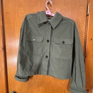 Avec Les Filles Olive Green Utility Jacket Cropped Military Style